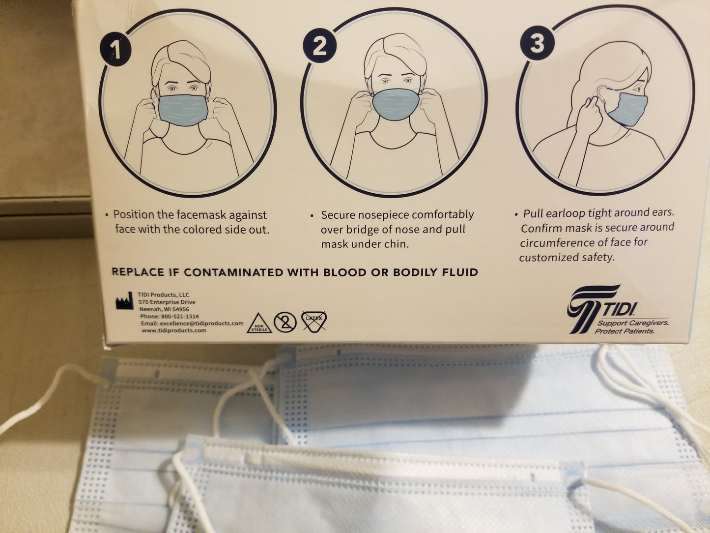 TIDI Shield Fluid-Resistant Procedural Facemask - Blue, Level 2, (50 Ct. Box)