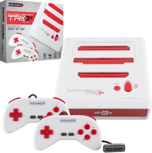 Retro-Bit Super RetroTrio+ Plus HD Console 720p, 3 in 1 SNES/NES/Genesis Games, New!
