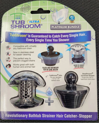 TubShroom Ultra (Stainless) Strainer Plus StopShroom, New!