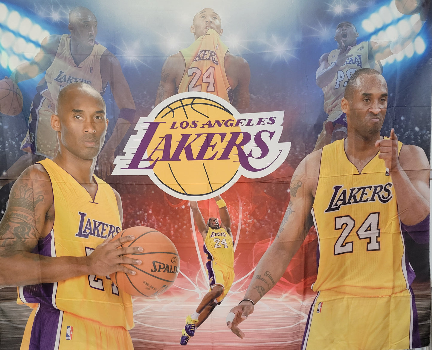 Kobe Bryant Montage, silk fabric wall art poster, 72" x 58"