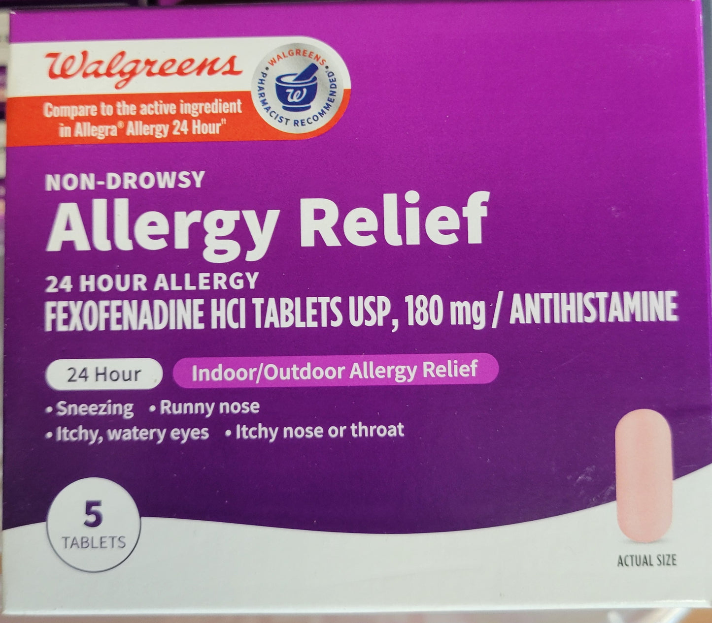Walgreens Non-Drowsy Allergy Relief (5 Tablets) -  Fexofenadine HCI