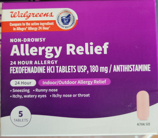 Walgreens Non-Drowsy Allergy Relief (5 Tablets) -  Fexofenadine HCI