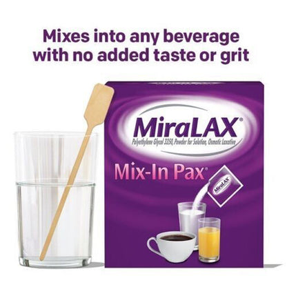 MiraLAX Unflavored Powder Laxative 20 Ct – Fast Constipation Relief, Exp. 8/27
