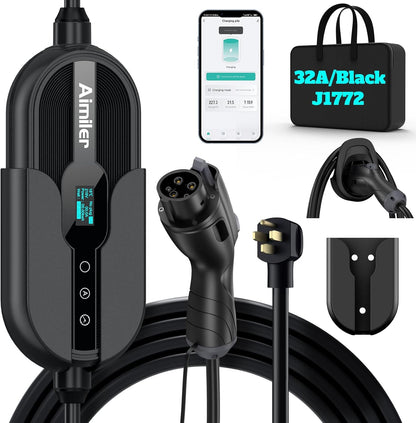 Aimiler Level 2 Portable AC EV Charger Model ZA05-U007KBF-F001, SAE J1772, New!