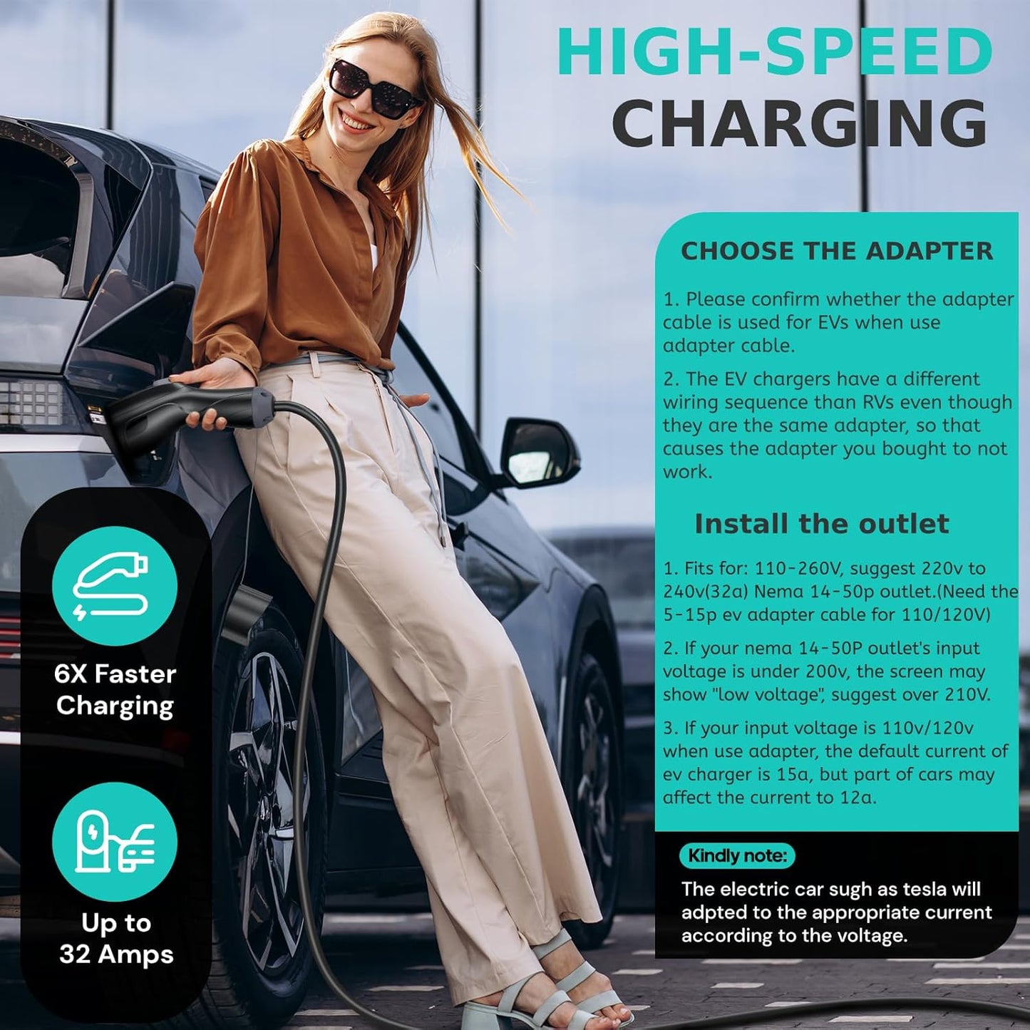 Aimiler Level 2 Portable AC EV Charger Model ZA05-U007KBF-F001, SAE J1772, New!