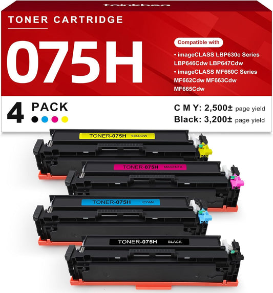 Allwork 075H 3-pack (4KCMY) toner for Canon Color imageClass (LBP646Cdw) New OB