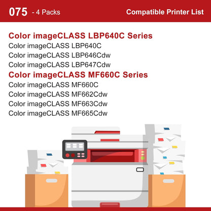 Allwork 075H 3-pack (4KCMY) toner for Canon Color imageClass (LBP646Cdw) New OB