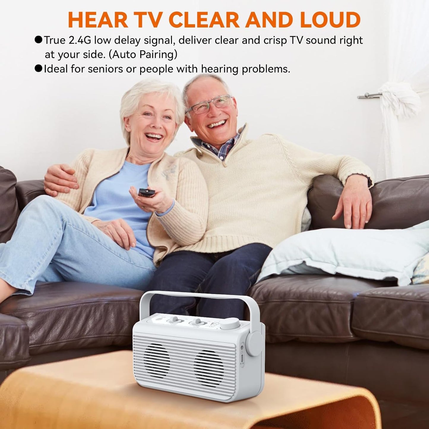 Ansten Wireless TV Speaker B007, 2.4G Wireless, w/ SOS Switch, New, Free Ship!