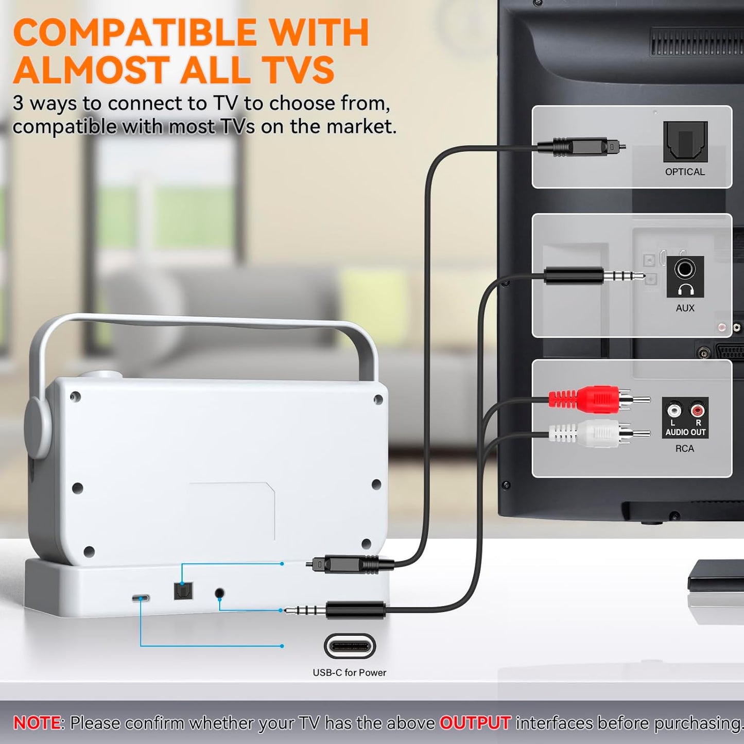 Ansten Wireless TV Speaker B007, 2.4G Wireless, w/ SOS Switch, New, Free Ship!