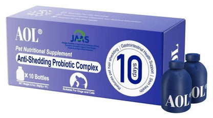 AOL Blue Bottle Probiotics - For Dogs & Cats w/ Hair Loss, 10 ct. - Exp. 10/27