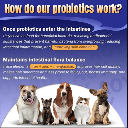 AOL Blue Bottle Probiotics - For Dogs & Cats w/ Hair Loss, 10 ct. - Exp. 10/27