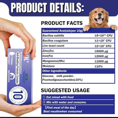 AOL Blue Bottle Probiotics - For Dogs & Cats w/ Hair Loss, 10 ct. - Exp. 10/27