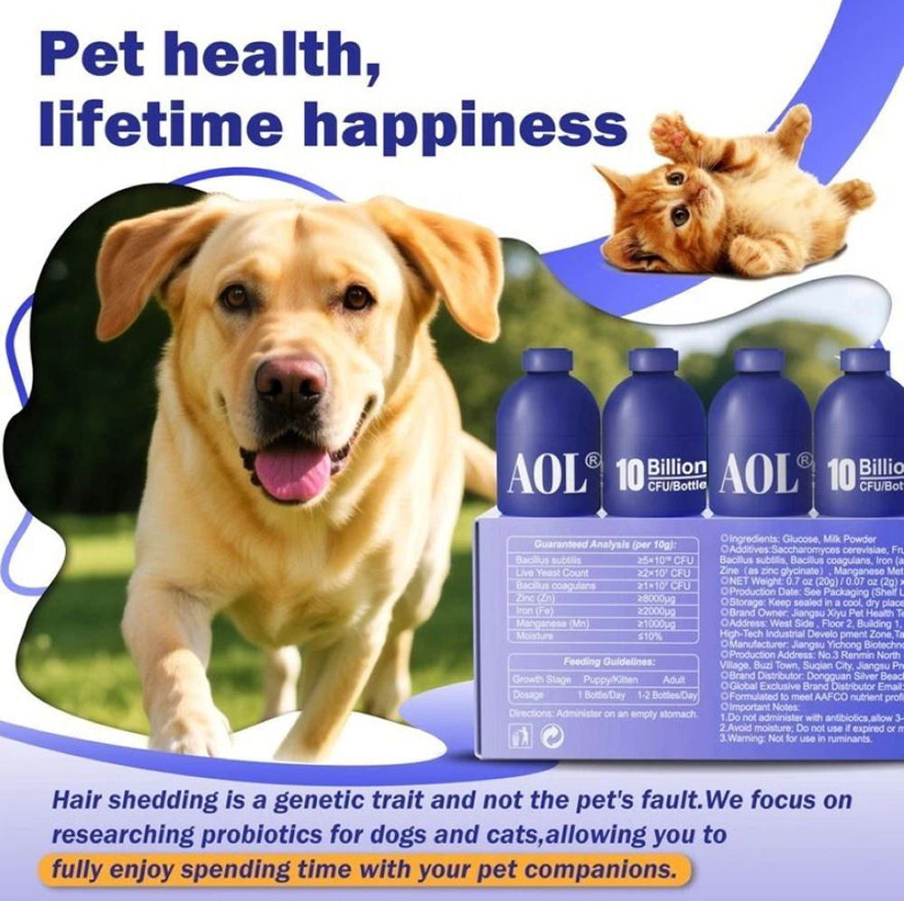 AOL Blue Bottle Probiotics - For Dogs & Cats w/ Hair Loss, 10 ct. - Exp. 10/27