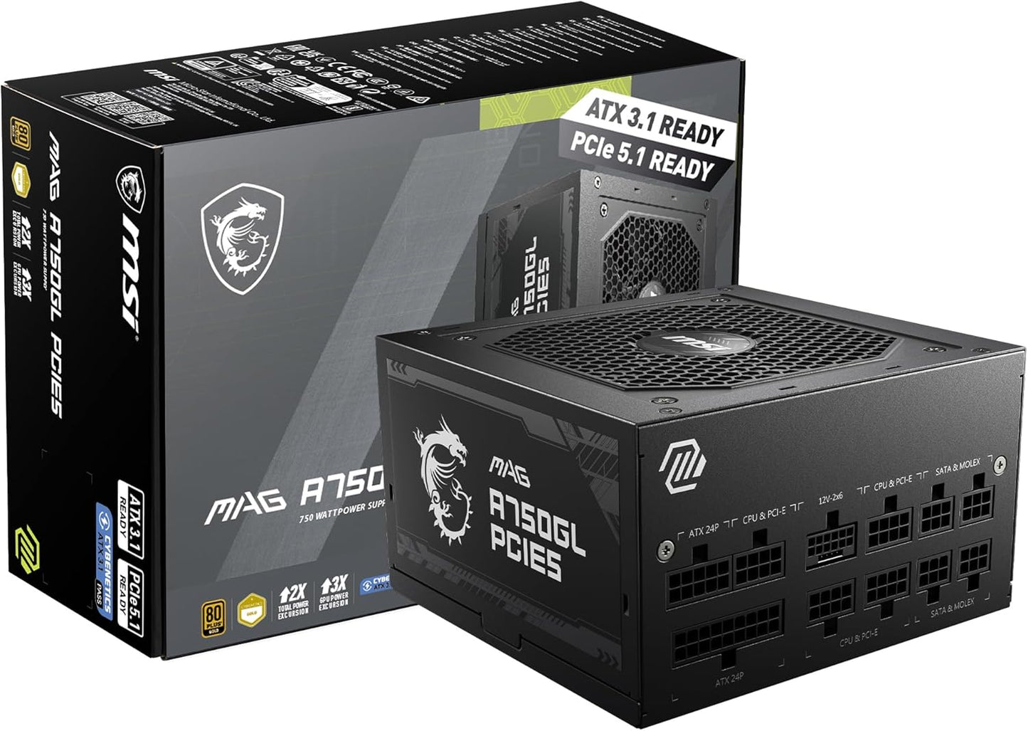 MSI MAG A750GL PCIE5 750W Power Supply | ATX 3.1 | PCIe 5.1 | 80+ Gold, New!