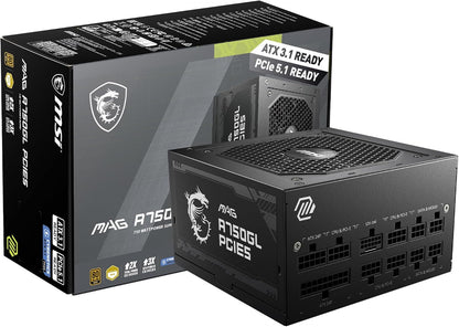 MSI MAG A750GL PCIE5 750W Power Supply | ATX 3.1 | PCIe 5.1 | 80+ Gold, New!