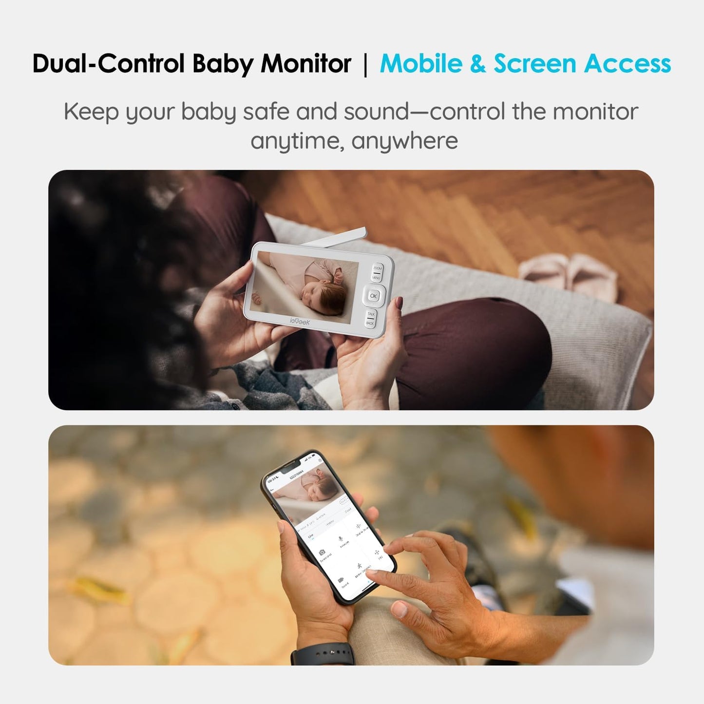 ieGeek Smart Video / Baby Monitor, 2 Cameras, 5" Screen,, New (OB)