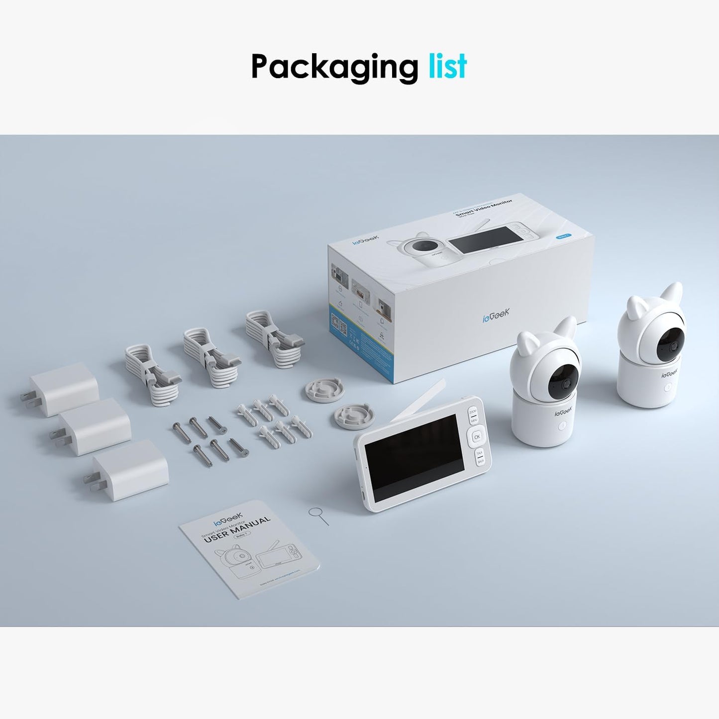 ieGeek Smart Video / Baby Monitor, 2 Cameras, 5" Screen,, New (OB)