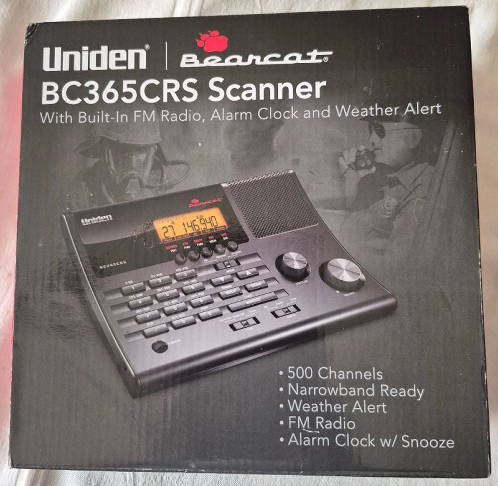 Uniden Bearcat BC365CRS Scanner, 500 Channels, FM Radio, Alarm Clock, New!