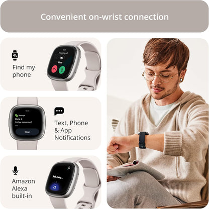 Fitbit Sense 2 Smartwatch - Lunar White Infinity Band, Heart Rate Monitor, Unisex