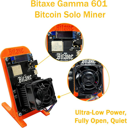 Bitaxe Gamma 601 Bitcoin Miner, 1.2TH/s Solo Miner, Orange, w/ Open-Source, New!