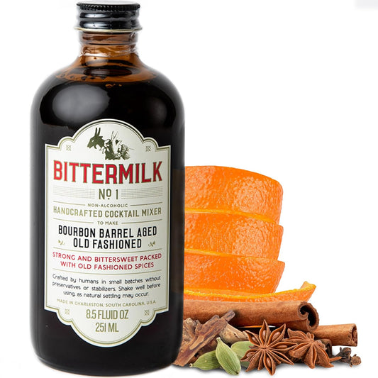 Bittermilk No.1 Bourbon Barrel Aged Old Fashioned Mix, Cocktail Mixer, Exp 7/27