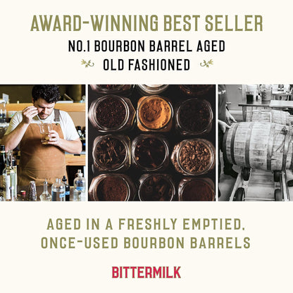 Bittermilk No.1 Bourbon Barrel Aged Old Fashioned Mix, Cocktail Mixer, Exp 7/27