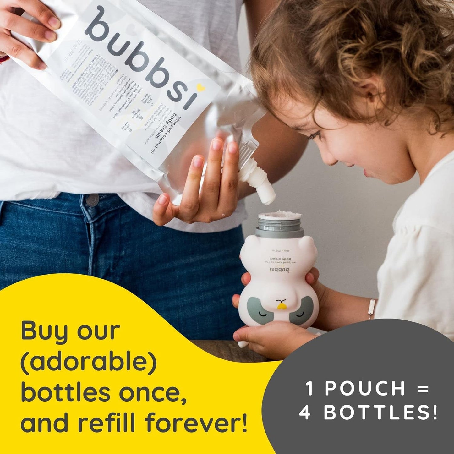 Bubbsi Whipped Coconut Oil Body Cream & Baby Eczema Lotion, 32 oz Refill, New!