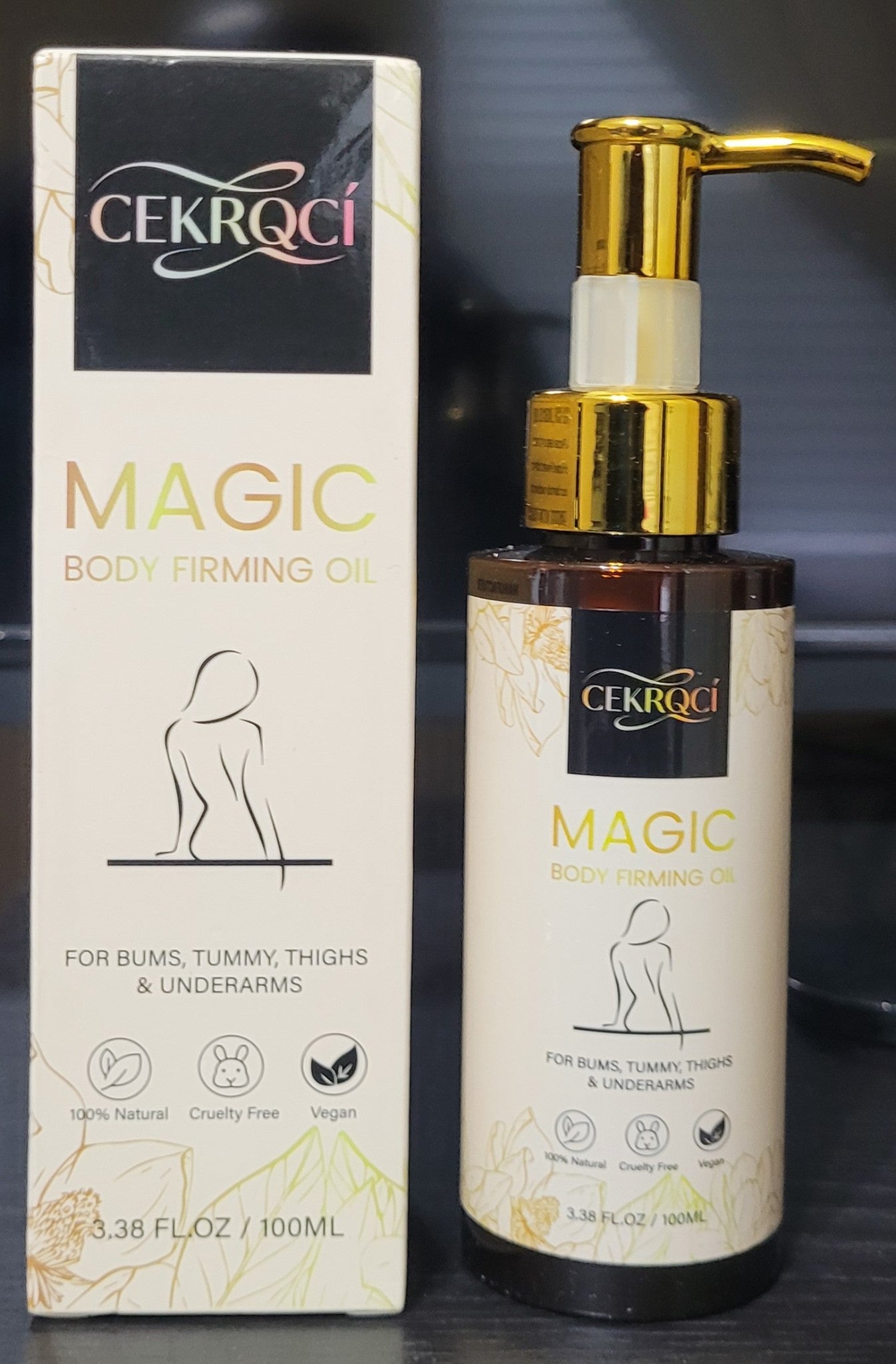 Cekrqci Magic Body Firming Oil, 3.38 fl oz, for Bums, Tummy, etc.. Exp. 5/28