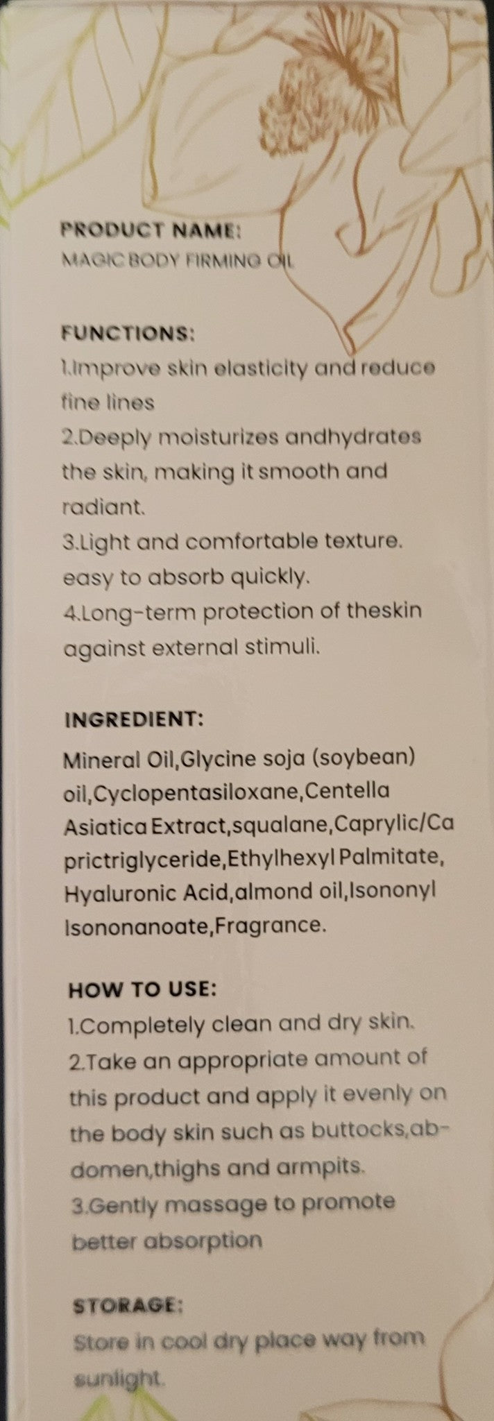 Cekrqci Magic Body Firming Oil, 3.38 fl oz, for Bums, Tummy, etc.. Exp. 5/28