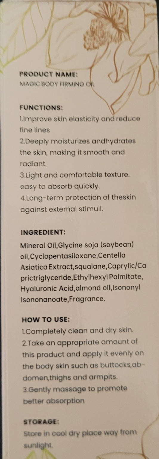 Cekrqci Magic Body Firming Oil, 3.38 fl oz, for Bums, Tummy, etc.. Exp. 5/28