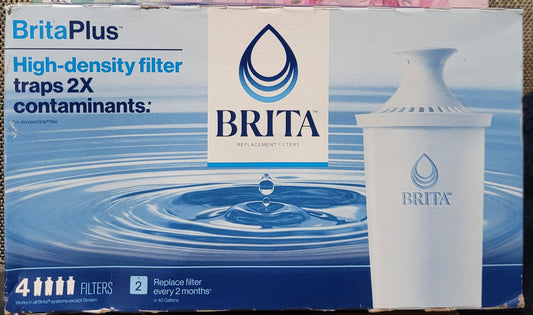 Brita Plus Water Filter OB08, 4 pack, Reduces 2x Contaminants, BPA-Free, New!