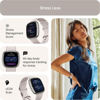 Fitbit Sense 2 Smartwatch - Lunar White Infinity Band, Heart Rate Monitor, Unisex