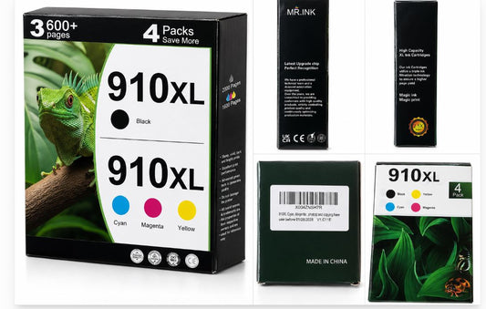 910XL Ink Cartridge Replacement for HP Printers, 4-Pack by PROSWIFT - NEW!