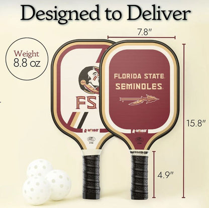 Wombat Pickleball Paddle / Racquet, Pick Your College Team, USAPA Approved, New!