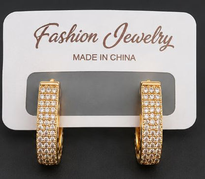 Rose Gold Plated 925 Sterling Silver Huggie Hoop Earrings with CZ Stones - NEW!