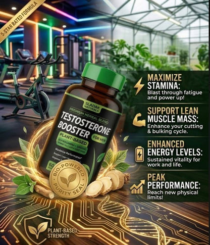 Sladak Naturals Testosterone Performance Booster, Plant-Based 60 Capsules - NEW!