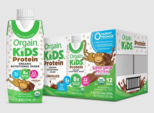 Orgain Kids Protein Shake, Chocolate, Organic, 12 Pack, 8.25 fl oz ea, Exp. 6/26