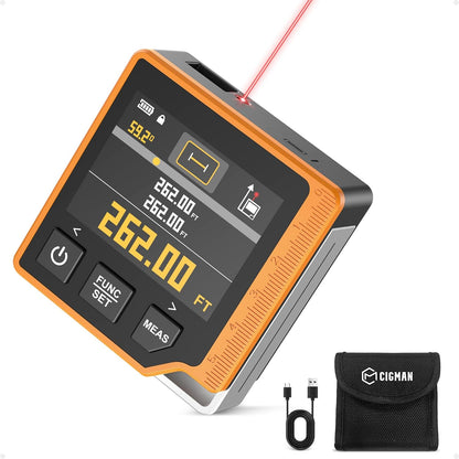 Cigman CD-80 Laser Measuring Tool, 262ft Distance + Angle Measurements, New!