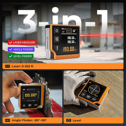 Cigman CD-80 Laser Measuring Tool, 262ft Distance + Angle Measurements, New!