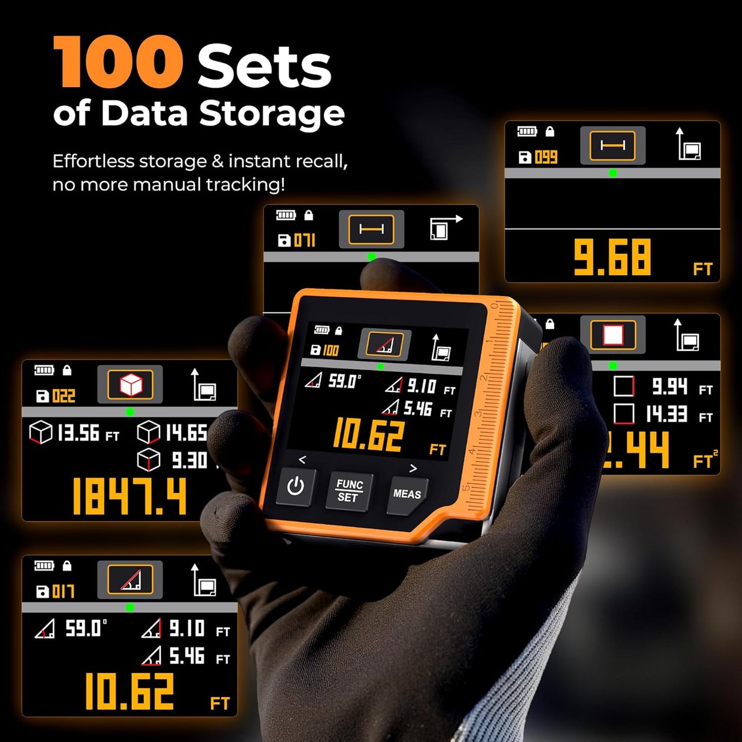 Cigman CD-80 Laser Measuring Tool, 262ft Distance + Angle Measurements, New!