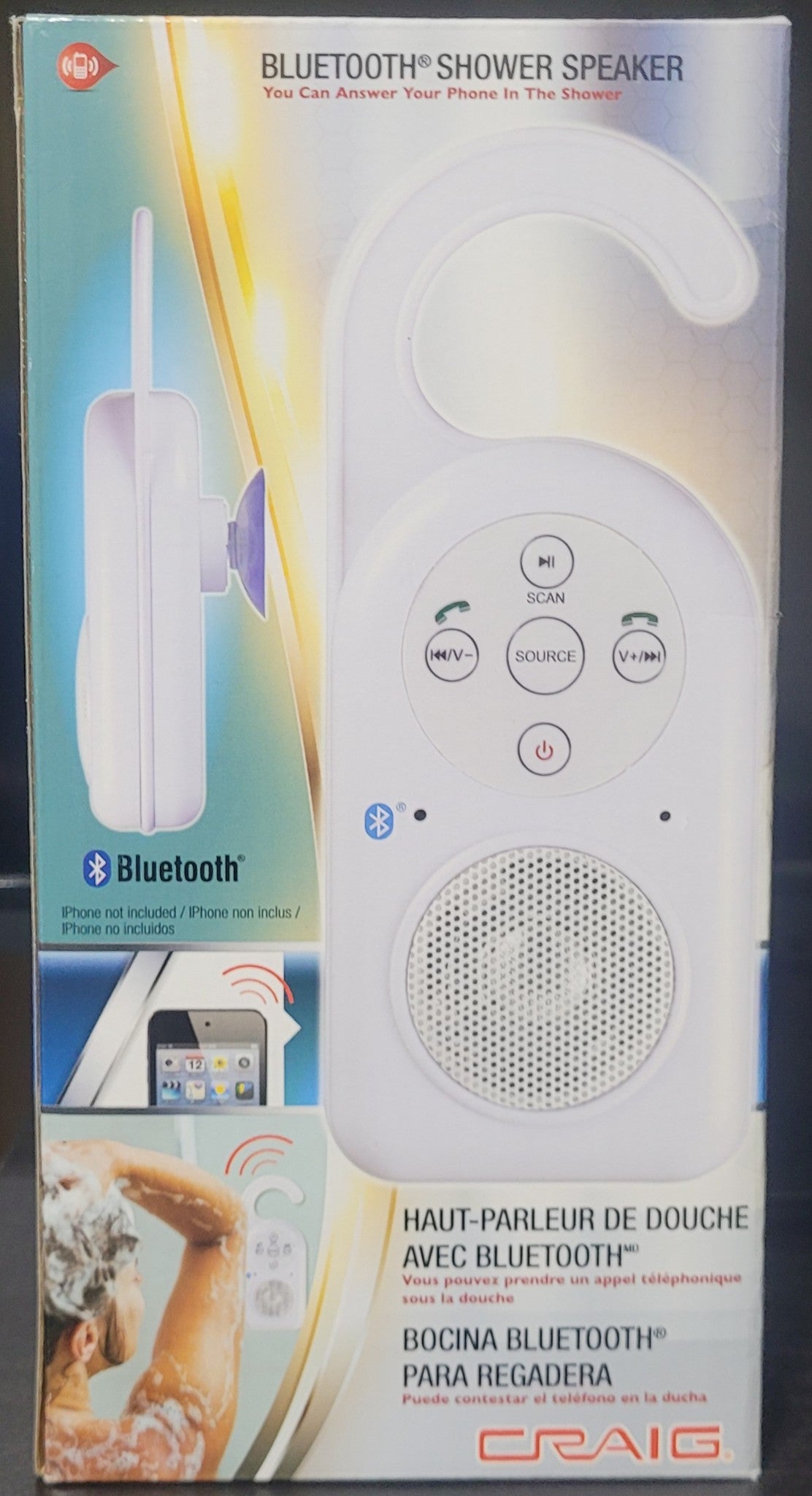 Craig Bluetooth Shower Speaker CSRI302, Music & Phone Calls while in Shower, New