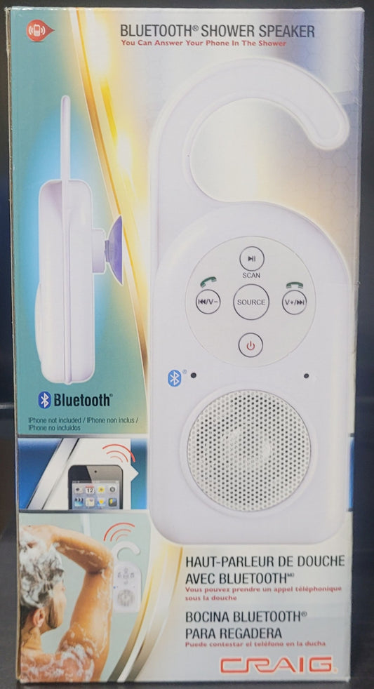 Craig Bluetooth Shower Speaker CSRI302, Music & Phone Calls while in Shower, New