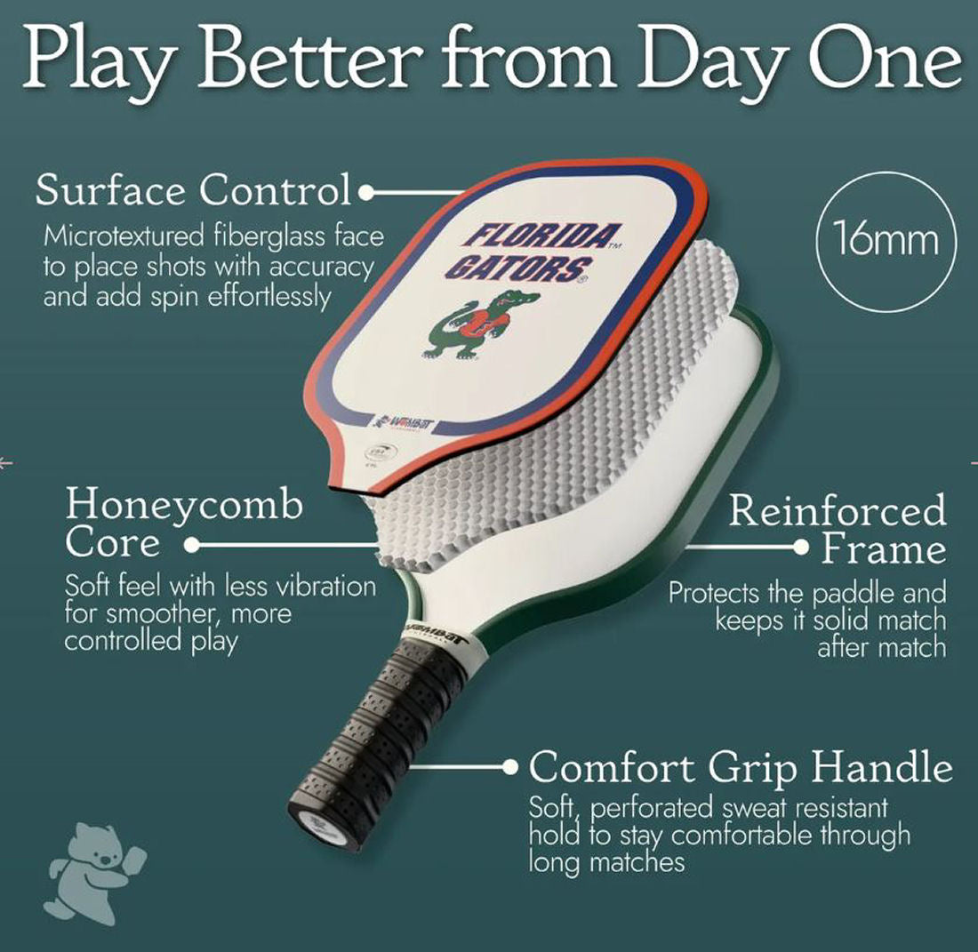 Wombat Pickleball Paddle / Racquet, Pick Your College Team, USAPA Approved, New!