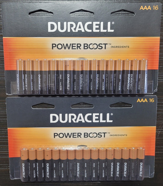 Duracell POWER BOOST AAA Alkaline Batteries (2 Packs of 16), Exp. 2036 - New!