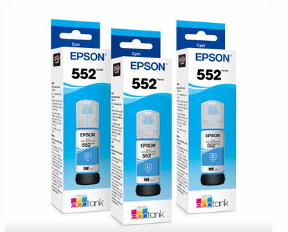 3 Pack Epson 552 EcoTank Ink Bottle Cyan T552220-S for ET-8500 ET-8550 Printers -NEW!