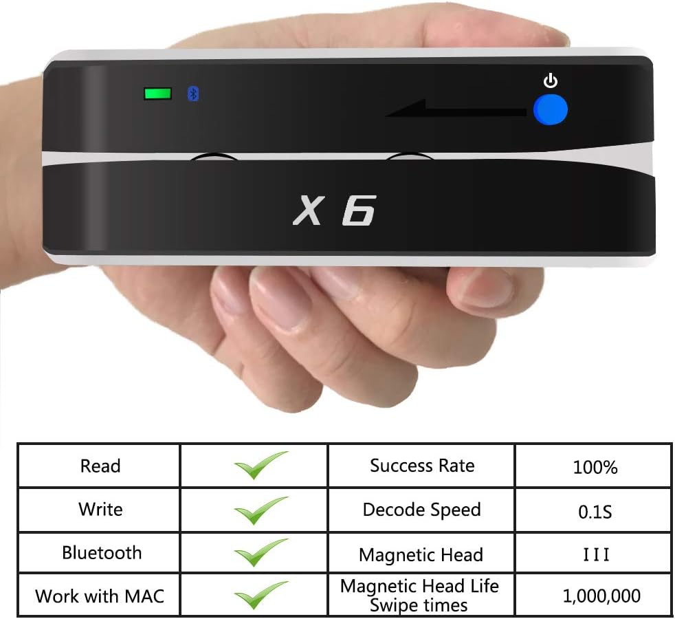 Bluetooth MSR X6BT Mini Magnetic Stripe Card Reader Writer Encoder, New (OB)