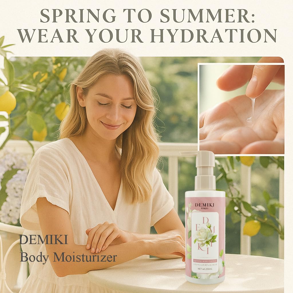 Demiki Body Lotion Tokyo Refining Essence, Rose, 8.45 oz, New!