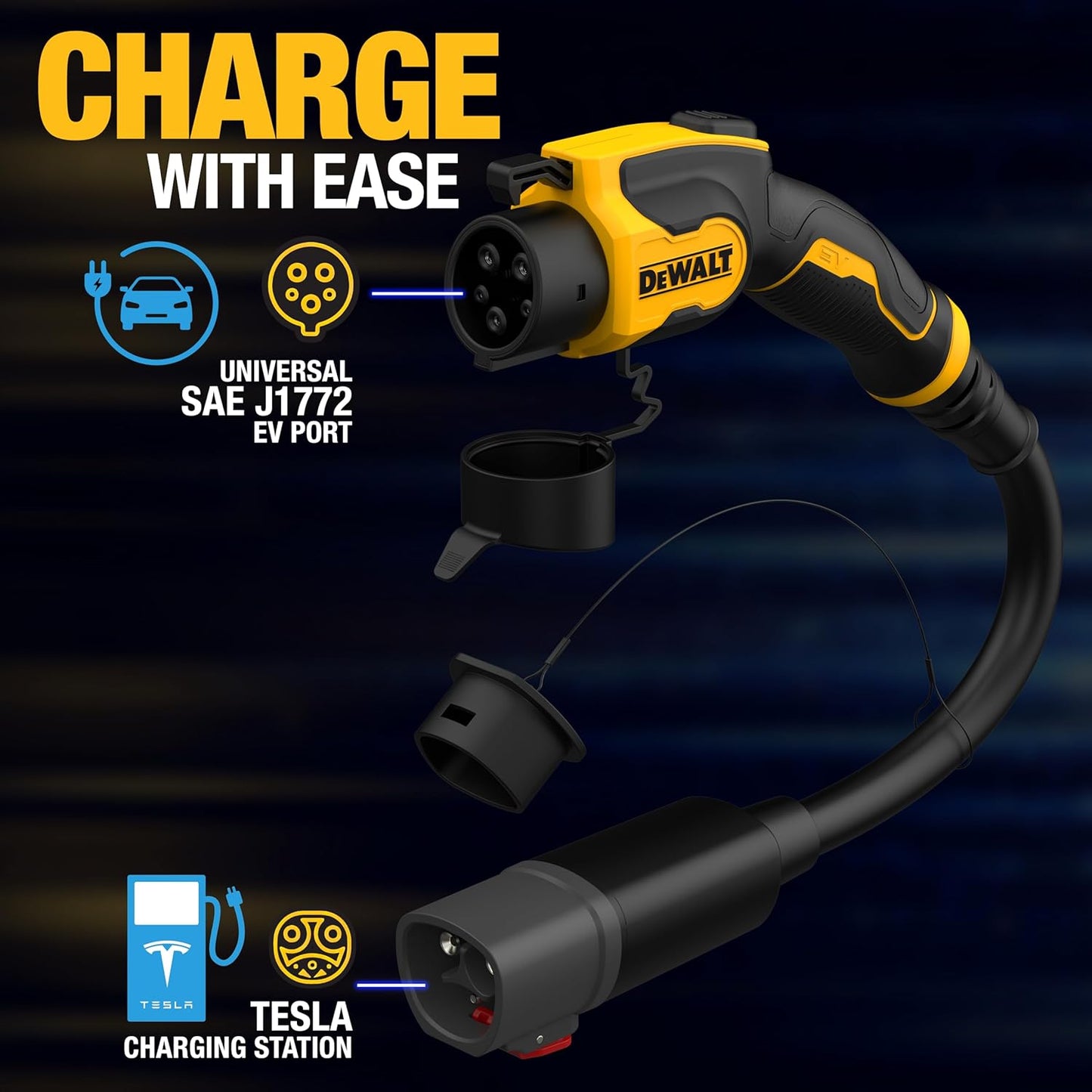 Dewalt Tesla to SAE J1772 Charging Adapter, DXPAEV20TS, EV Charger, NEW!