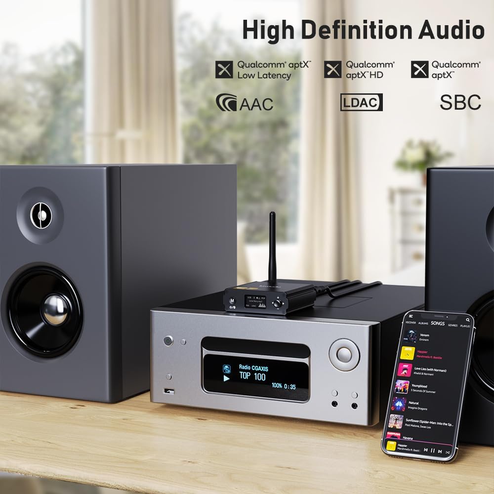 1Mii LavAudio DS220 HiFi Wireless Bluetooth Audio Adapter, AptX-HD LDAC, New!