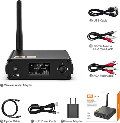 1Mii LavAudio DS220 HiFi Wireless Bluetooth Audio Adapter, AptX-HD LDAC, New!